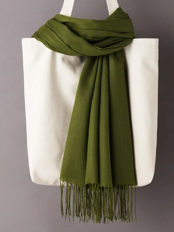 Simple Tasseled Solid Color Shawl&Scarf