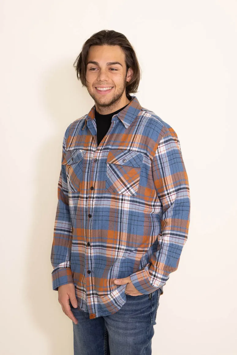 Simply southern mens orange plaid flannel