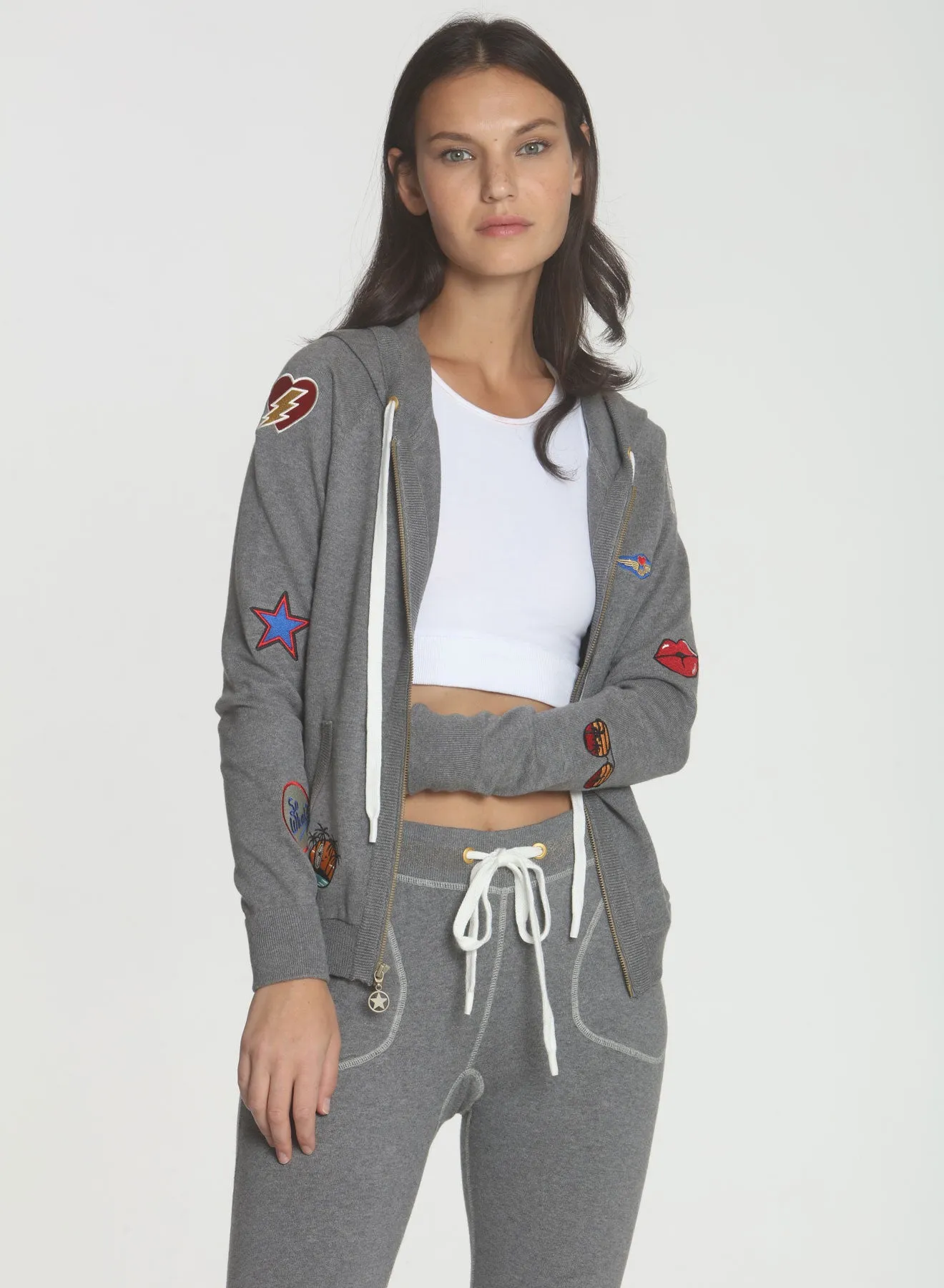 Slim Patch Hoodie - Grey Patch