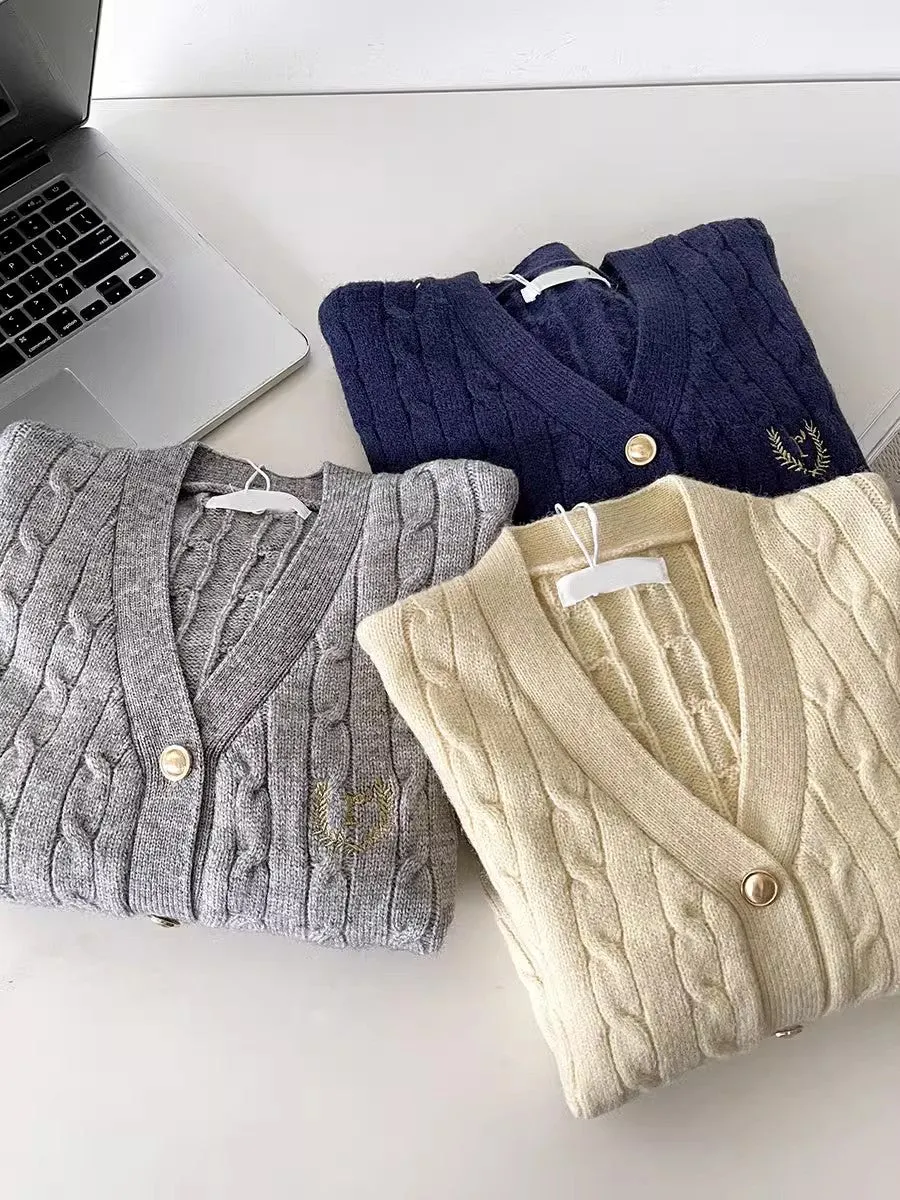 solid color simple soft sweater V-neck sweater jacket       S4678