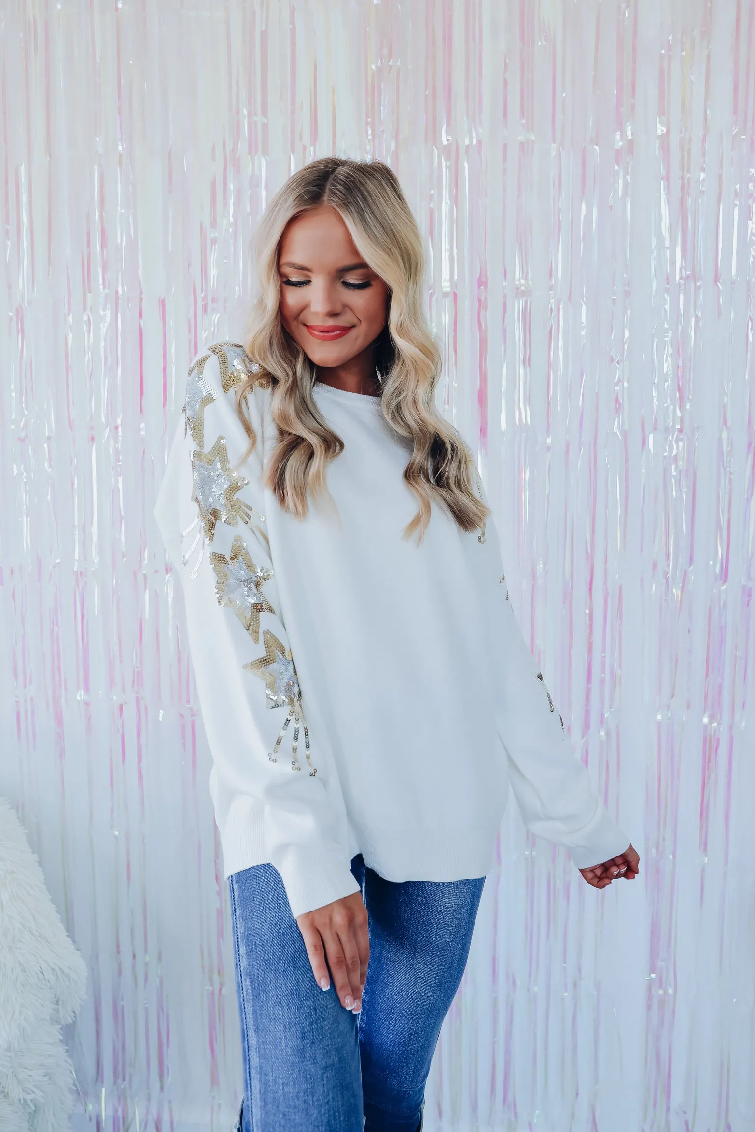 Starburst Sequin Sweater - Ivory