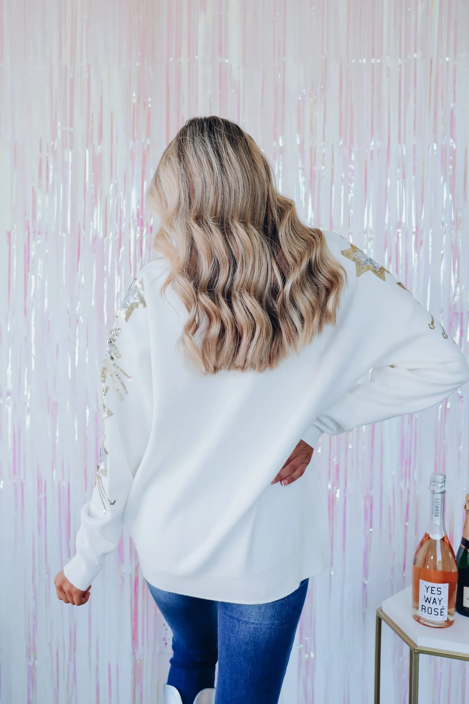 Starburst Sequin Sweater - Ivory