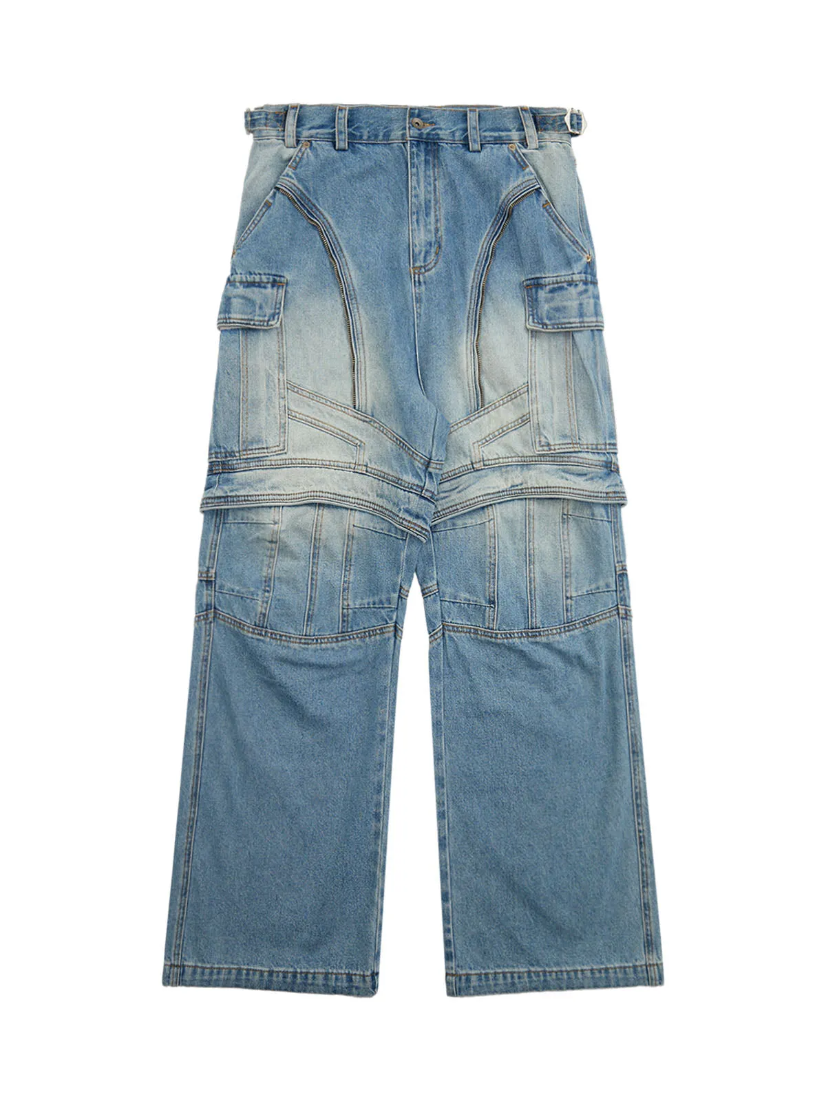 Thesupermade Multi-structure Design Baggy Jeans