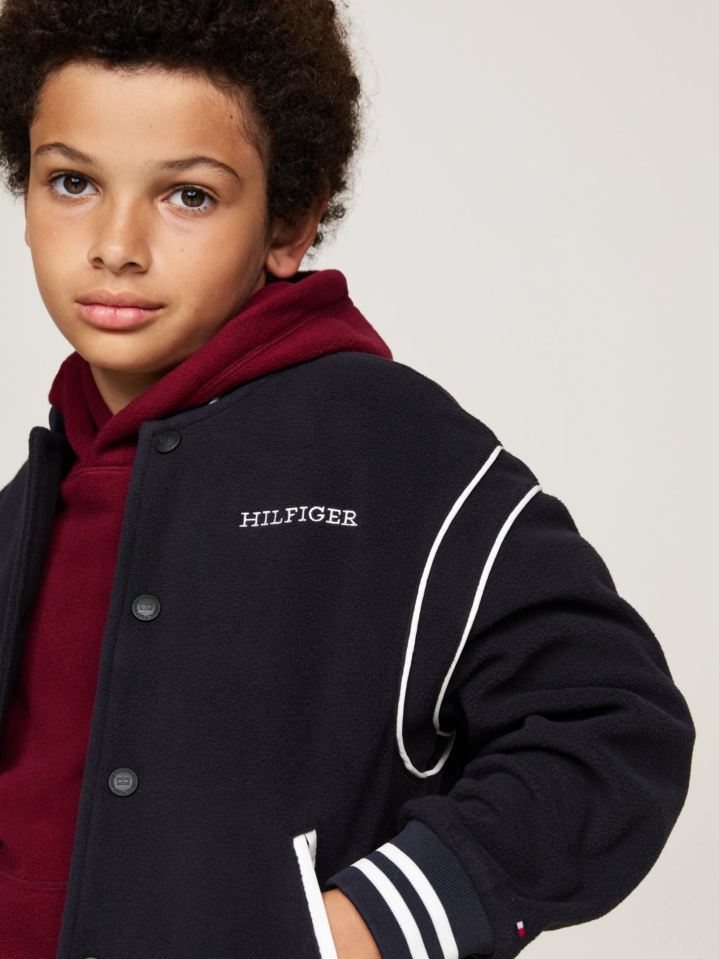 Tommy Hilfiger Boys Navy Fleece Bomber Jacket