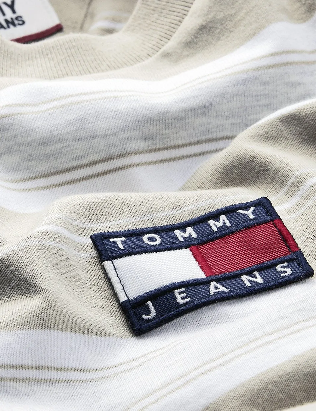 Tommy Jeans Stripe Logo T-Shirt - Stone/Multi