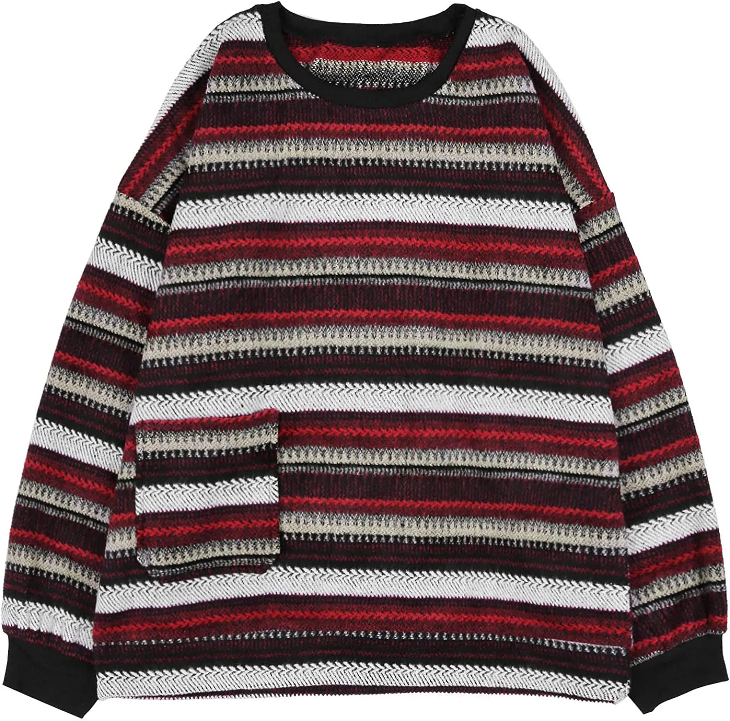 Wenkouban-Christmas Thanksgiving outfits_Ladies Autumn/Winter Retro Striped Sweater