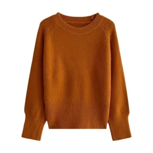 Winter solid color round neck soft sweater     S4688