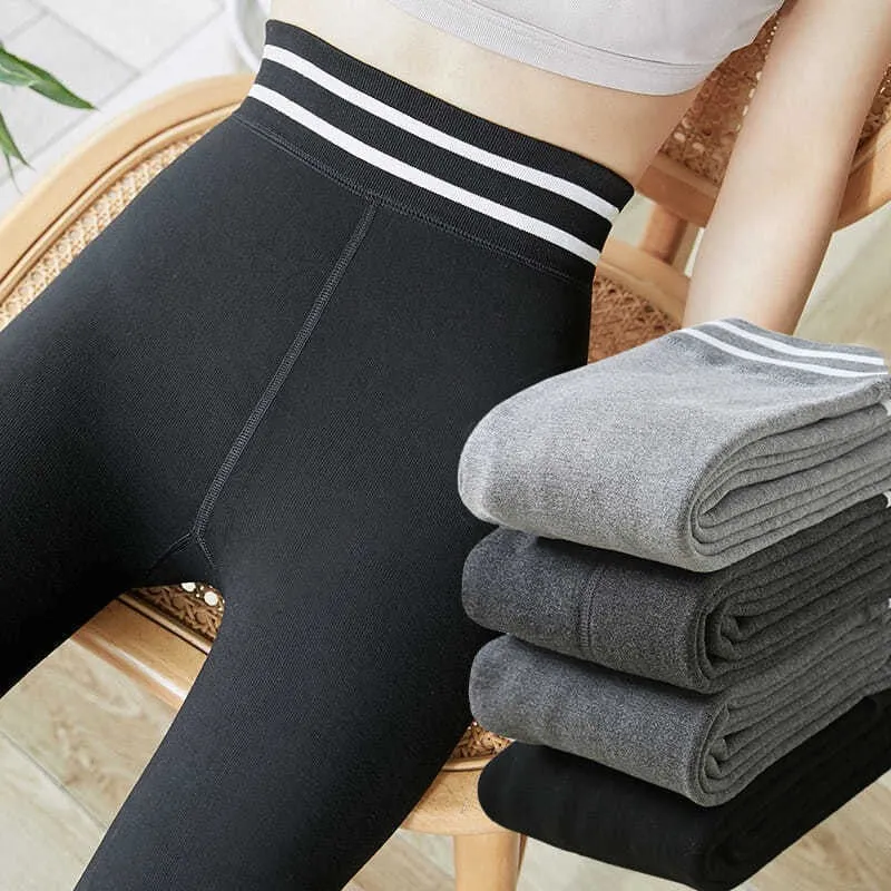 Winter Yoga Padded Thickening Warm High Waist Hip Lifting Stamped Bottom Leggings