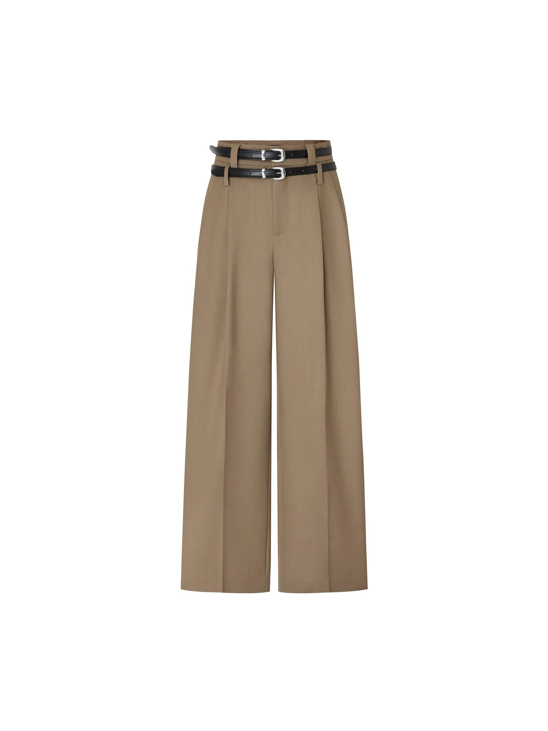 Wool Blend Pleated Pants