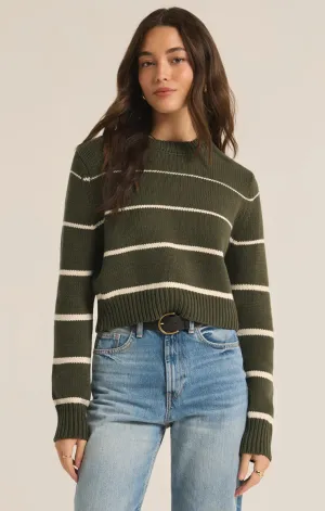 ZSU Milan Stripe Sweater in Grape Leaf